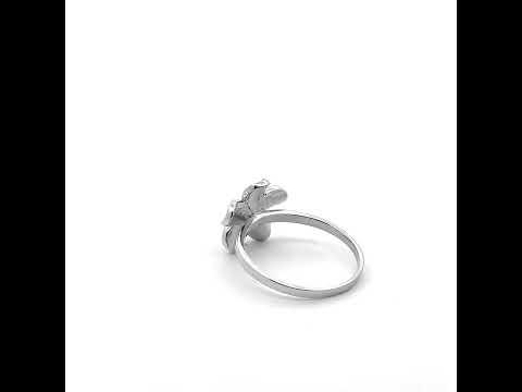 925 Sterling Silver Diamond Hawaiian Plumeria Flower Petal Ring