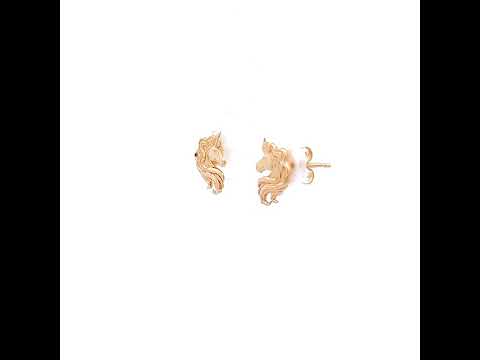 Yellow Gold Unicorn Stud Earrings