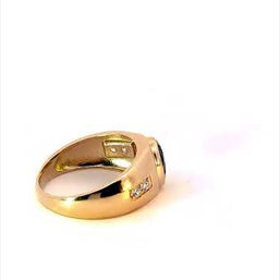 Gold Oval Gemstone Art Deco Ring (Available in Yellow/Rose/White Gold)