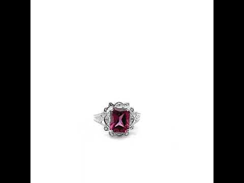 .925 Sterling Silver Custom Radiant Cut Birthstone Victorian Filigree Ring