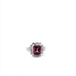 .925 Sterling Silver Custom Radiant Cut Birthstone Victorian Filigree Ring