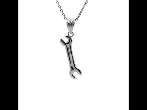 Sterling Silver Open End Wrench Pendant Necklace