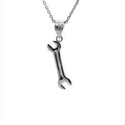 Sterling Silver Open End Wrench Pendant Necklace