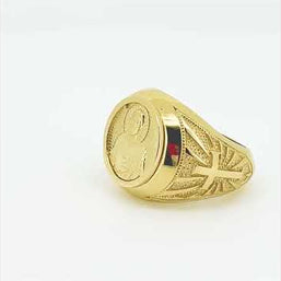 Gold Religious Jesus Christ Cross Beaded Signet Ring (Available in Yellow/Rose/White Gold)
