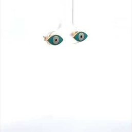 14K Yellow Gold Enamel Evil Eye Stud Earrings