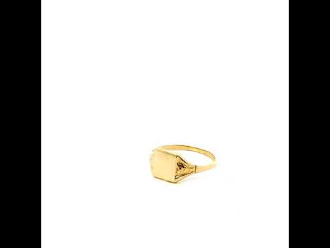 Gold Art Deco Square Engravable Signet Ring (Available in Yellow/Rose/White Gold)
