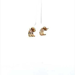 14K Yellow Gold Triple Hoop Stud Earrings