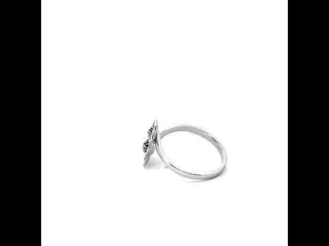 .925 Sterling Silver Diamond Cut Hawaiian Plumeria Flower Ring
