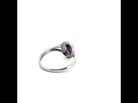 .925 Sterling Silver Custom Oval Birthstone Cubic Zirconia Halo Ring