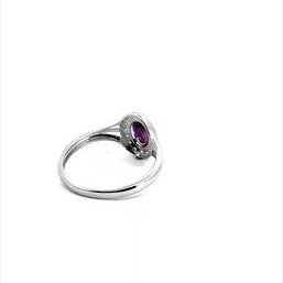.925 Sterling Silver Custom Oval Birthstone Cubic Zirconia Halo Ring