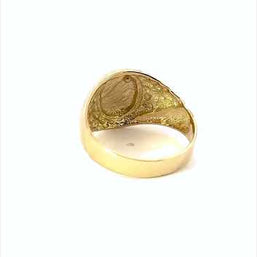 Yellow Gold Men's Elegant Solid Nugget Engravable Signet Ring