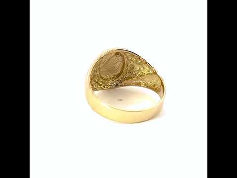 Yellow Gold Men's Elegant Solid Nugget Engravable Signet Ring