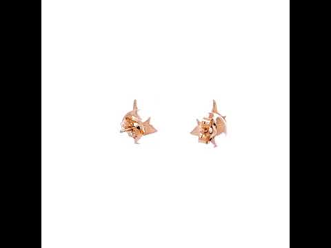 Yellow Gold Sea Shark Stud Earrings
