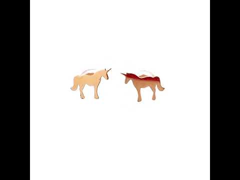 Yellow Gold Unicorn Horse Stud Earrings