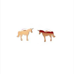 Yellow Gold Unicorn Horse Stud Earrings