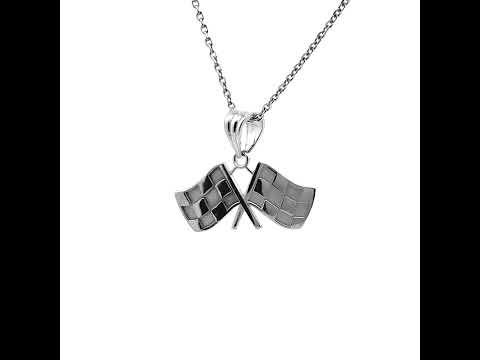 Sterling Silver Racing Flags Pendant Necklace