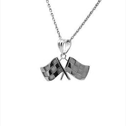 Sterling Silver Racing Flags Pendant Necklace
