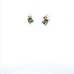 14K Yellow Gold Enamel Heart Dolphin Stud Earrings