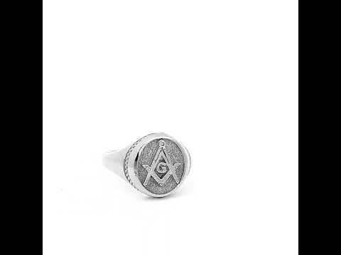 .925 Sterling Silver Men's Cubic Zirconia Nugget Striped Signet Ring