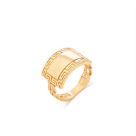10K Yellow Gold Chino ID Ring with Greek Design Ring