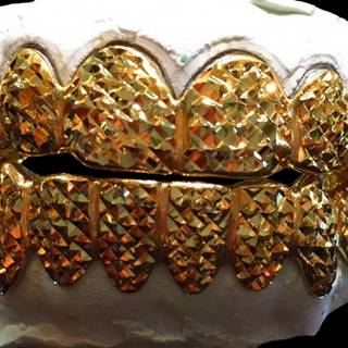 925 Sterling Silver 18K Yellow Gold Plated Princess Diamond Cut Grillz