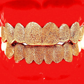 Custom Grillz 925 Solid Sterling Silver Diamond Dust Cut Custom Grillz (Yellow,Rose,Silver)