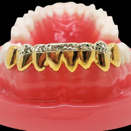925 Solid Sterling Silver18K Yellow Gold Plated Princess Diamond Cut Custom Grillz