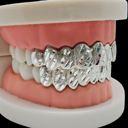 Custom Grillz, 925 Sterling Silver w/ Nugget Cut Custom Fit Handmade Real Grillz