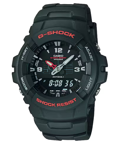 Casio G-Shock G100-1BV Analog-Digital Black Resin Strap Men's Watch