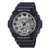 Casio AEQ-120W-7AV Analog-Digital White Dial Black Resin Men's Watch