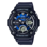 Casio AEQ-120W-2AV Analog-Digital Blue Dial Black Resin Men's Watch