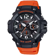 Casio MCW-100H-4AV Chronograph Black Dial Orange Resin Men's Watch