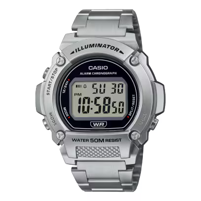 Casio W-219HD-1AV Digital Stainless Steel Men's Watch