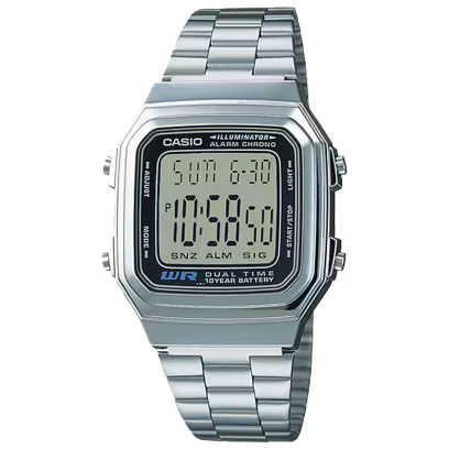 Casio A178WA-1AV Vintage Digital Stainless Steel Men's Watch