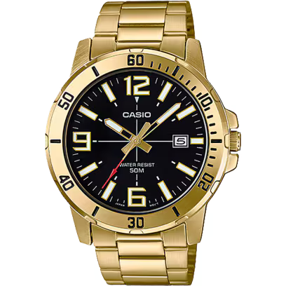 Casio MTP-VD01G-1BV Men's Black Dial Gold-Tone Stainless Steel Watch