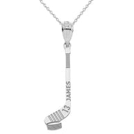 Personalized Engravable Gold Ice Hockey Stick and Puck Pendant with Your Name and Number(Yellow/Rose/White)