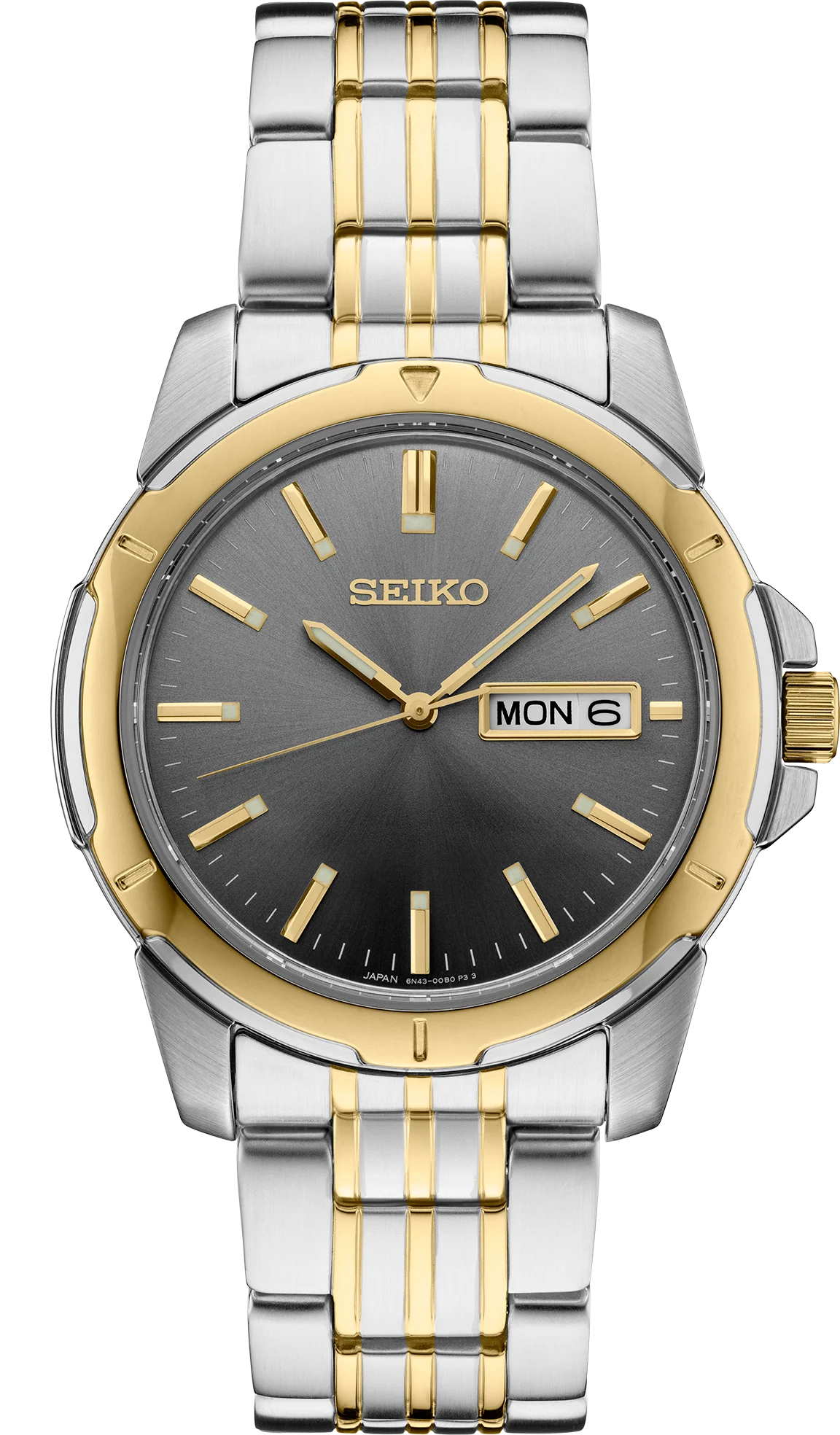 Seiko SUR356 Essentials Gray Sunray Dial Two Tone Men's Watch