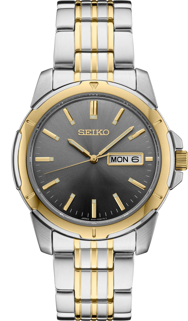 Seiko SUR356 Essentials Gray Sunray Dial Two Tone Men's Watch