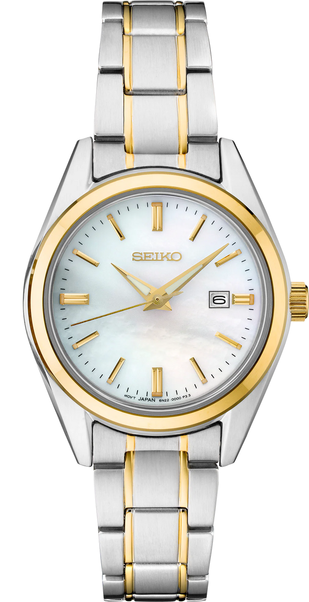 Seiko SUR636 Essentials Mother of Pearl Dial Two-Tone Women's Watch