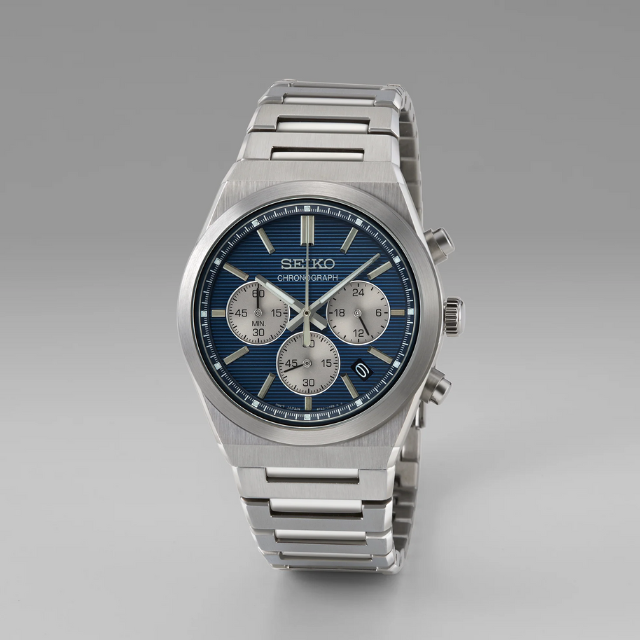Seiko Sports SSB453 Chronograph Blue Dial Stainless Steel Men’s Watch