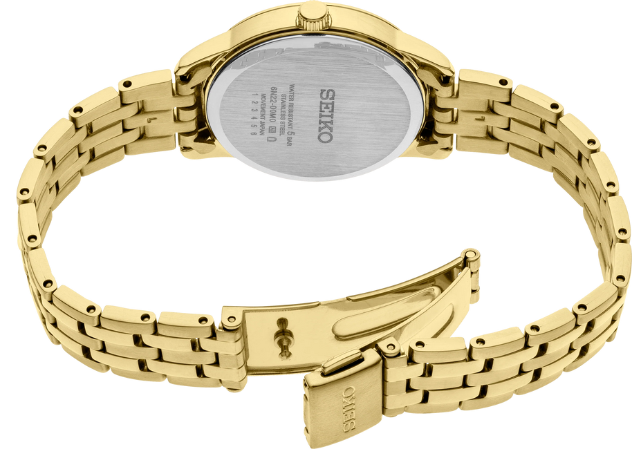 Seiko SUR444 Essentials Gold-Tone Stainless Steel Quartz Women’s Watch