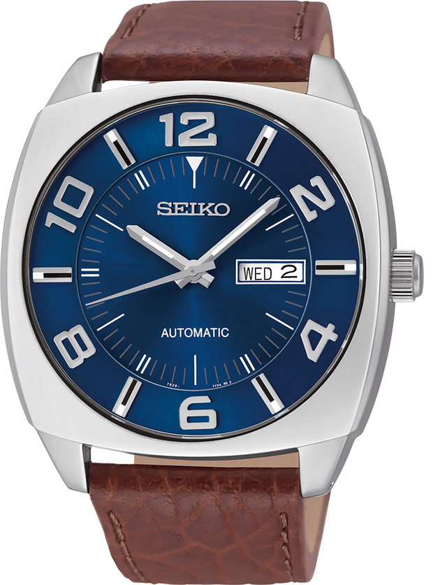 SEIKO SNKN37 Recraft Blue Dial Automatic Leather Strap Men's Watch