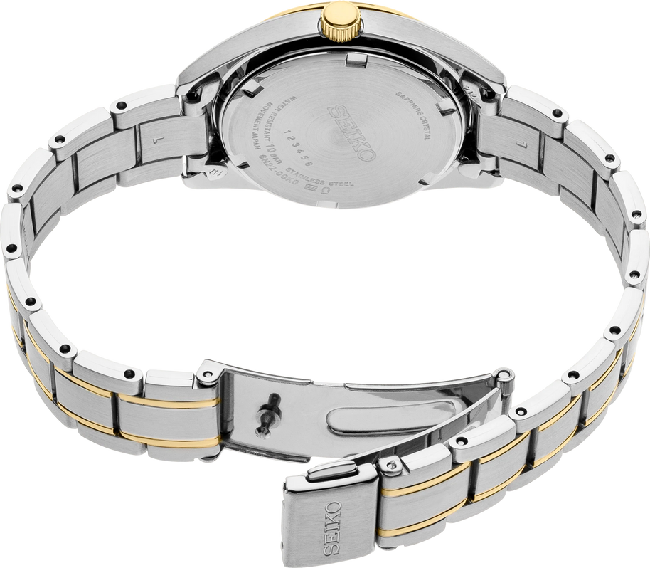 Seiko SUR636 Essentials Mother of Pearl Dial Two-Tone Women's Watch