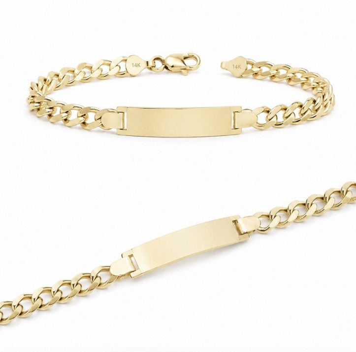 14K Yellow Gold Cuban ID Bracelet