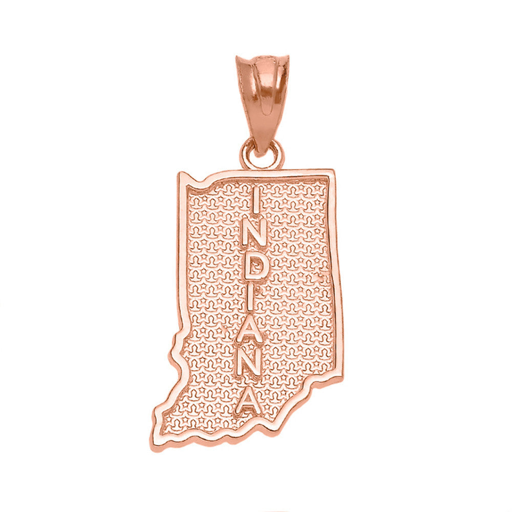 Gold Indiana State Map Pendant Necklace (Available in Yellow, Rose and White)