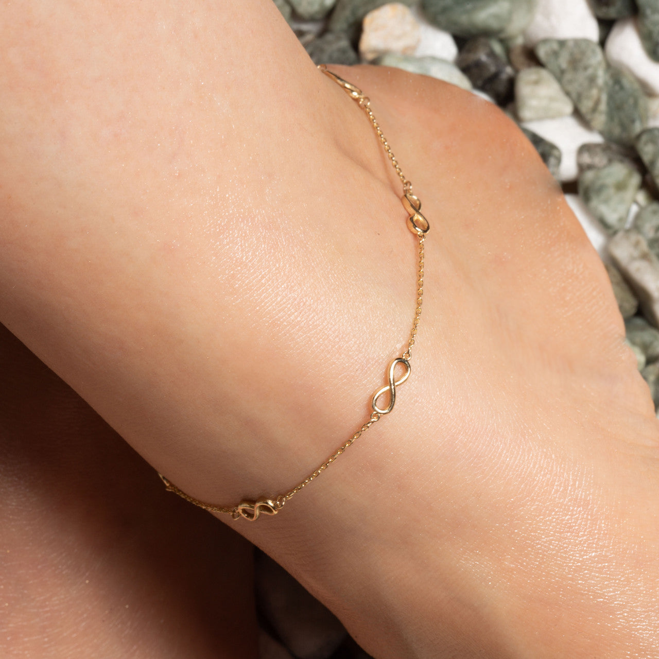14K Yellow Gold Infinity Eternity Anklet
