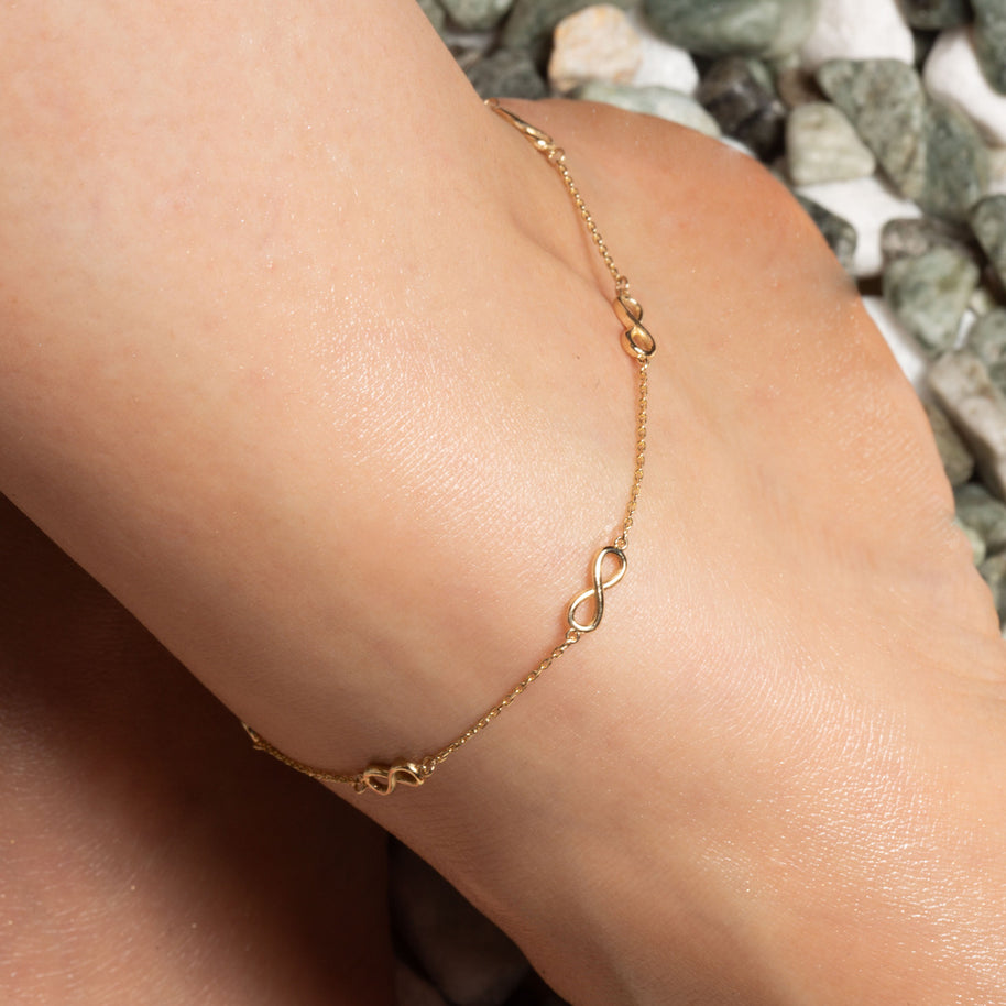 14K Yellow Gold Infinity Eternity Anklet