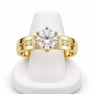 10K Yellow Gold Women's Split Shank CZ Solitaire Ring