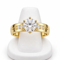 10K Yellow Gold Women's Split Shank CZ Solitaire Ring
