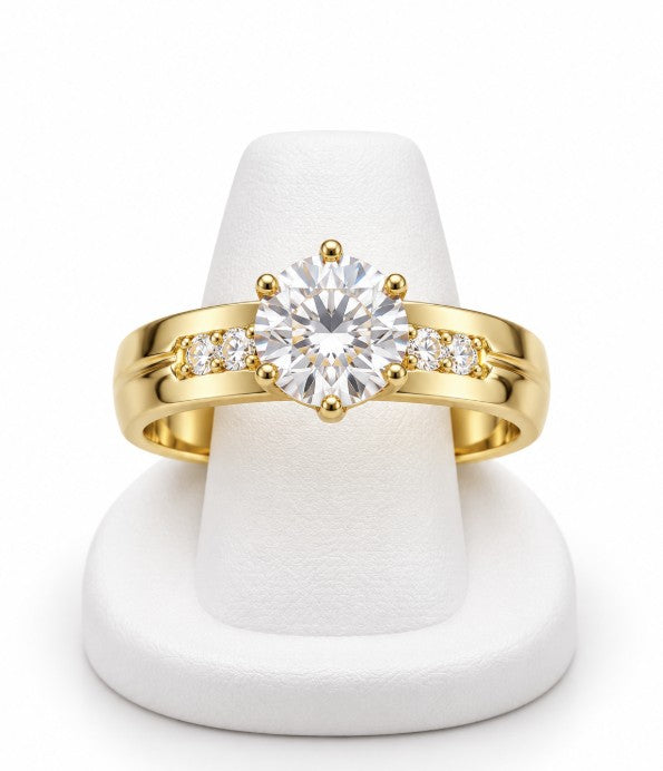 10K Yellow Gold Women's Split Shank CZ Solitaire Ring
